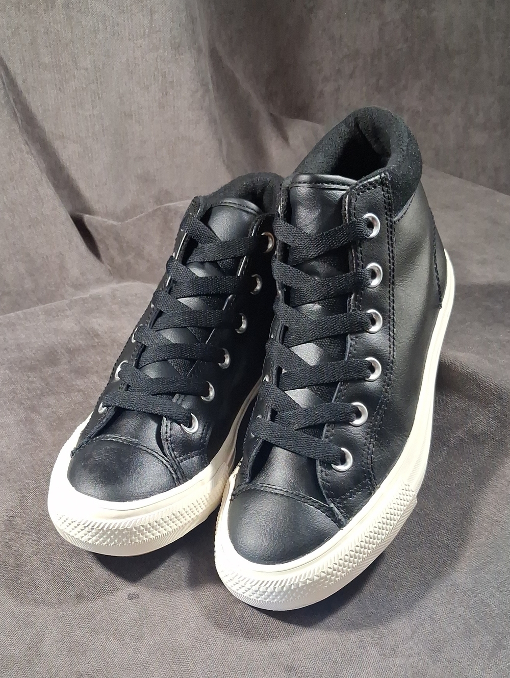 Converse Chuck Taylor PC Boot Hi Black Leather Suede Sneakers VG- US J4 W6